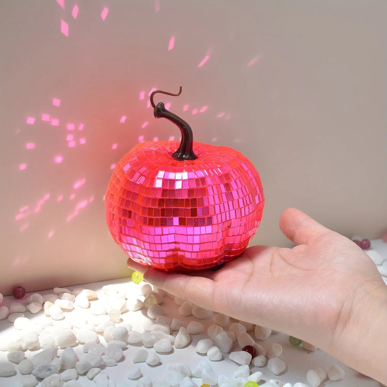 Handmade embroidered glass pumpkin decoration in Chinese style with bionic design