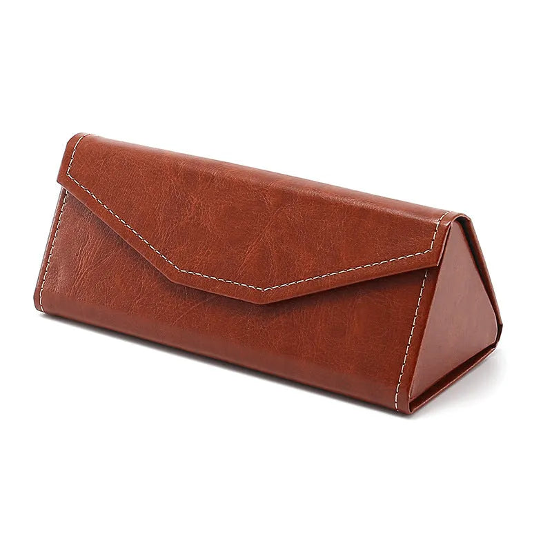 Handmade triangle folding glasses case in multiple colours with compression-resistant construction