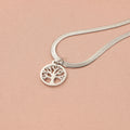 Stainless steel tree pendant necklace with snake bones chain in gold colour