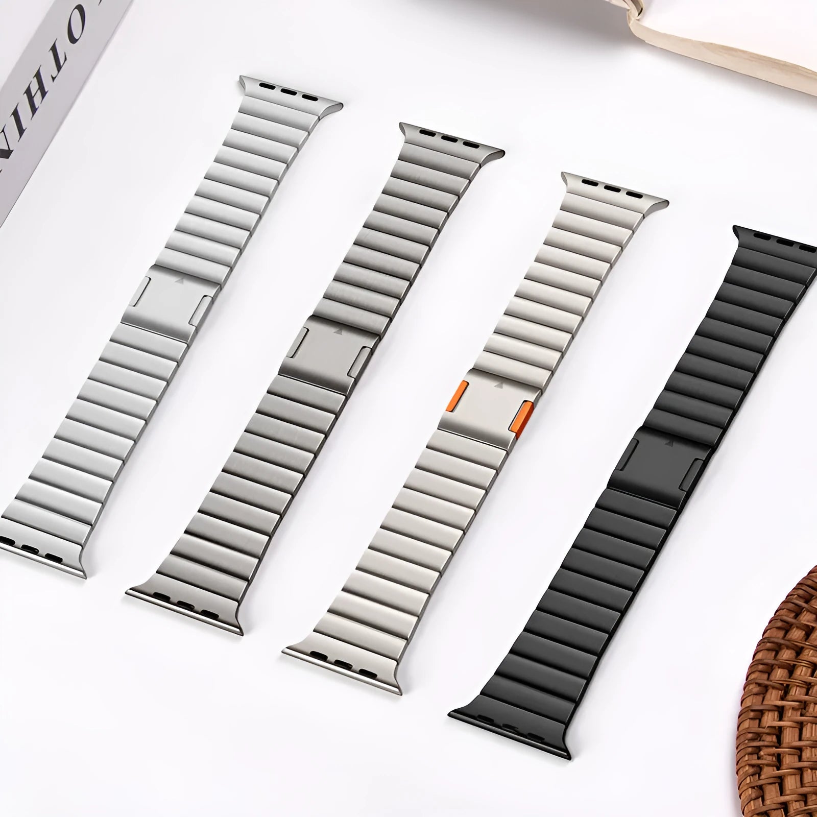 Stainless steel magnetic buckle watch strap for Apple watches in multiple colour options