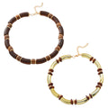 Multi-layer wooden necklace and bracelet jewellery set with alloy construction