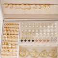 108-piece geometric pearl earrings set with gold and yellow electroplated finishes