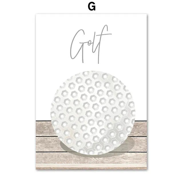 Cartoon sports canvas wall art with football, basketball, and baseball tools for children's bedroom