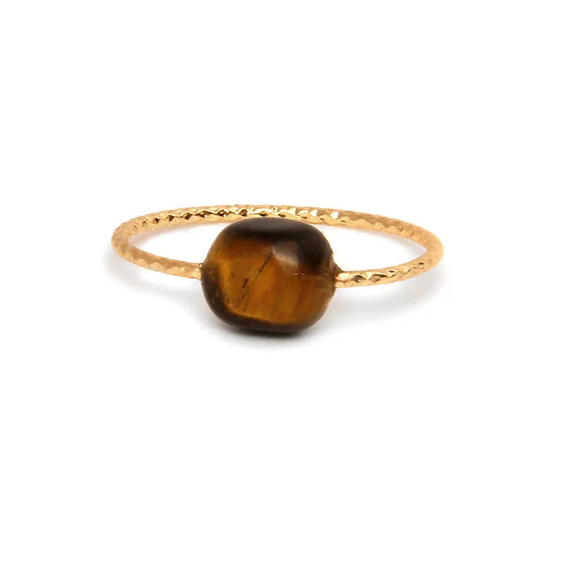 Geometric agate niche ring for women showing carved design detail in one of eight available colours