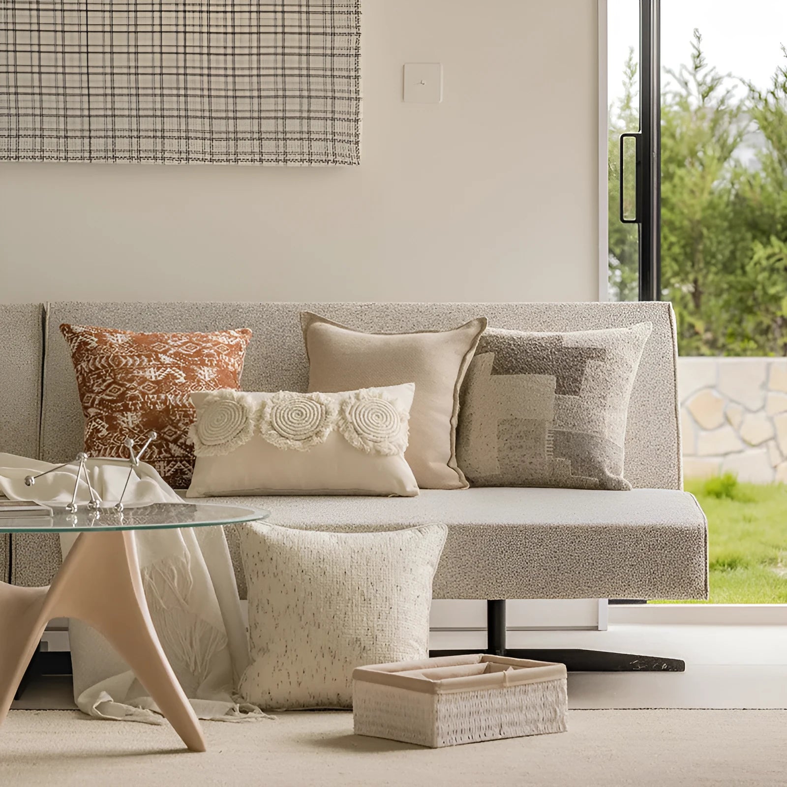 Solid colour cushion for sofa or bay window in 30x50cm and 45x45cm sizes with PP cotton filler
