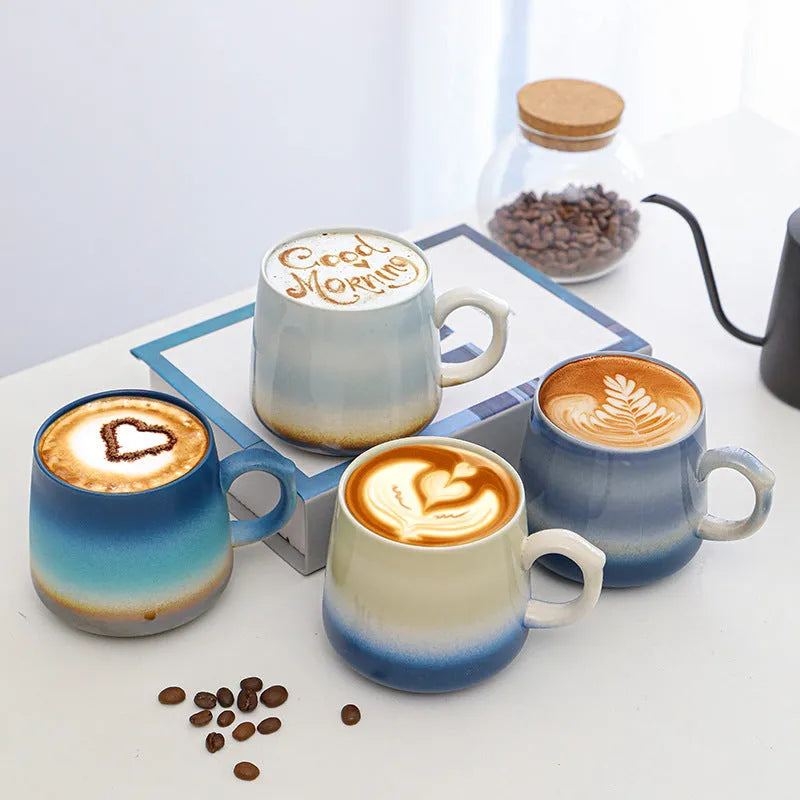 Large 400ml capacity coffee mug in mild luxury retro style with four colour options