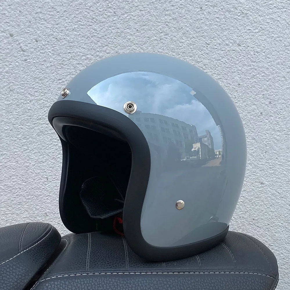 Retro-style FRP motorcycle half helmet in multiple colours for electric bike commuting