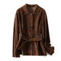 Retro style cashmere coat with Peter Pan collar and belt in Caramel Mocha colour