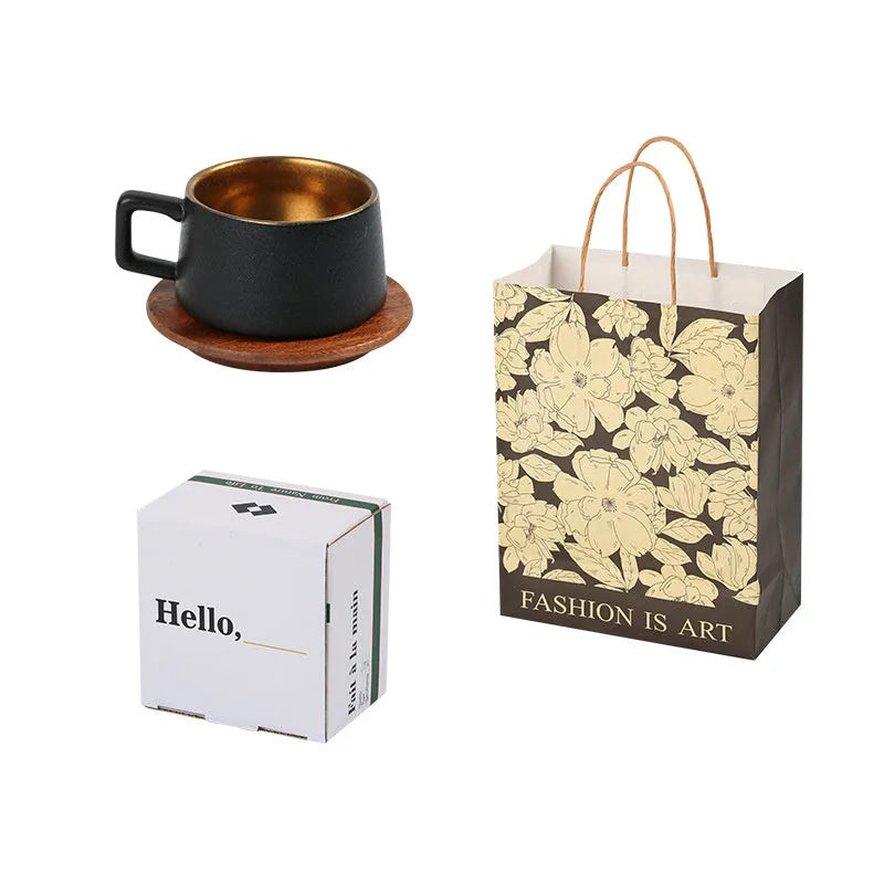 Office gift tumbler coffee cup suit with gold plated packaging and 250ml capacity cup