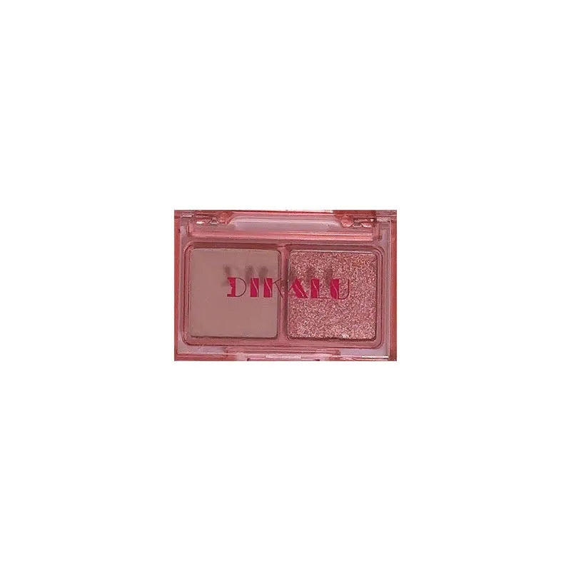 Cool two-tone eye shadow plate showing five colour classifications with matte and shimmer finishes