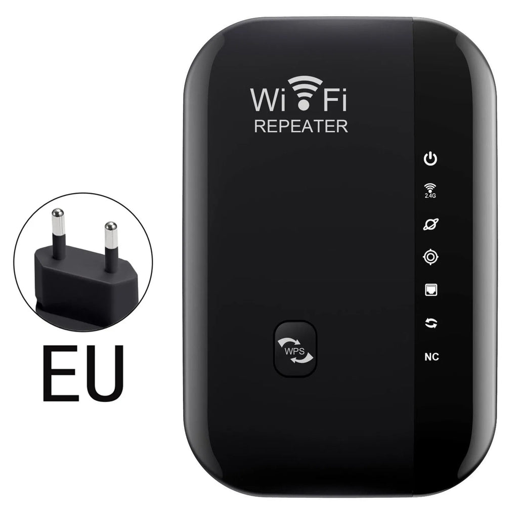 WiFi network extender in white with antenna, ABS build, 10 km range, EU plug variant