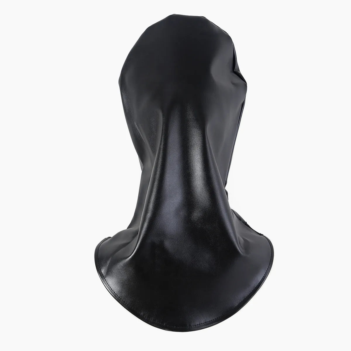 Black PU leather breathable training mask with facial openings and headgear-style adjustable straps