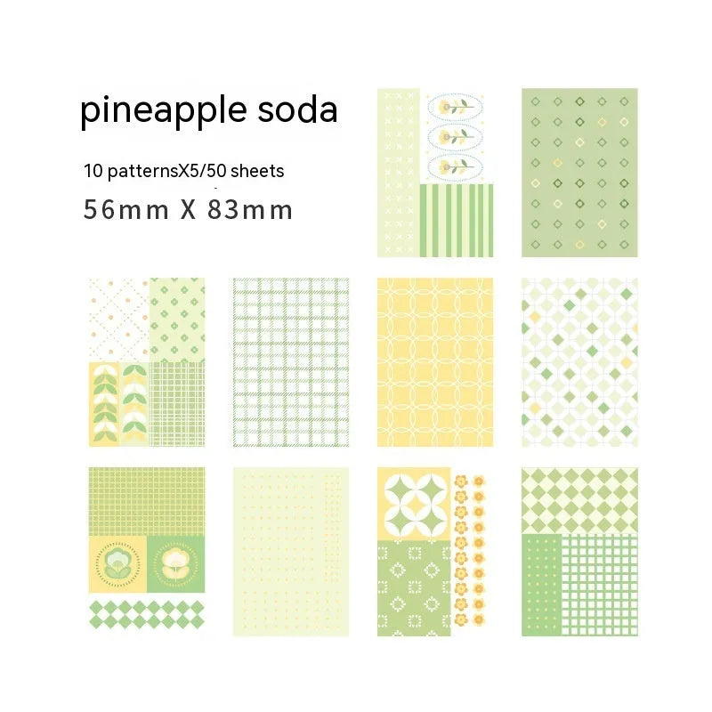 Retro collage material sweet light note paper in dessert colours measuring 56mm by 83mm