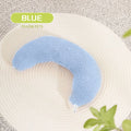 U-shaped blue cat pillow with adjustable collar for feline cervical support