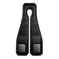 Black carbon fibre metal car hook clipped to headrest with 25kg load capacity