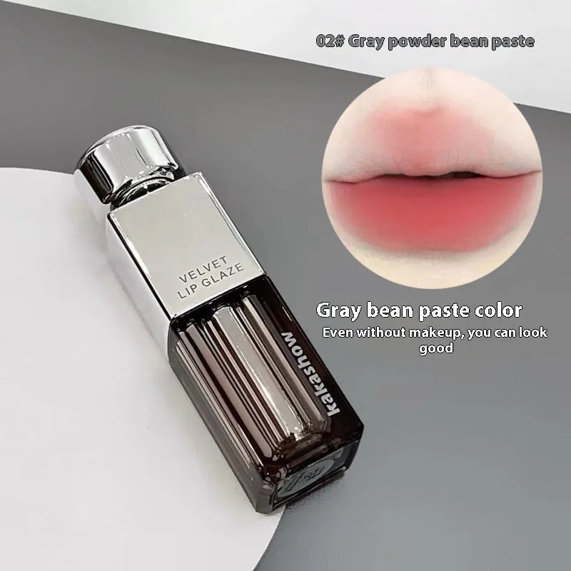 Kakashow Velvet Lip Paint matte lipstick tube in six colour options showing shades 01 to 06.