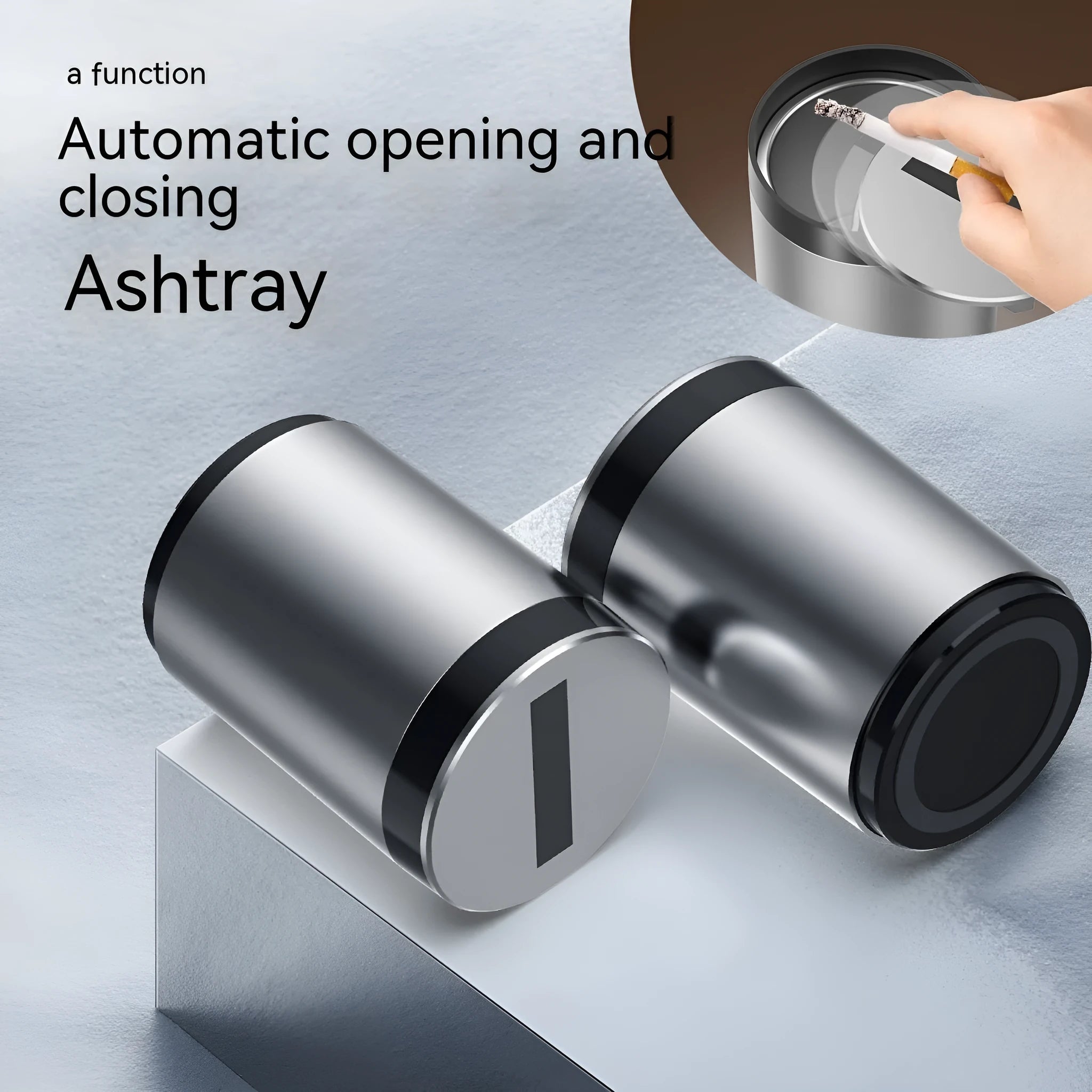 Intelligent induction ashtray with automatic opening, aluminium alloy construction, grey colour