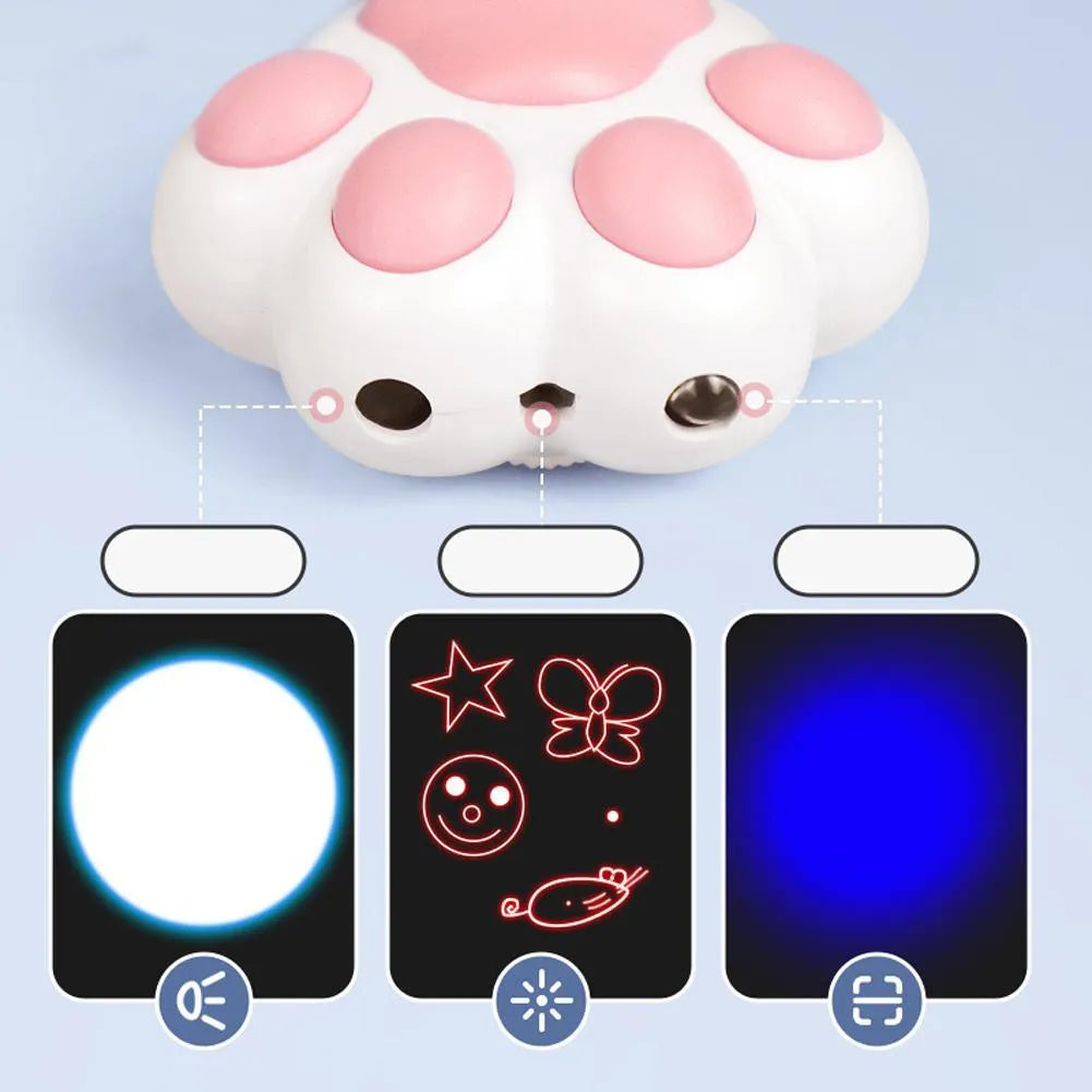 Pink and black USB rechargeable infrared cat teaser toy with keychain and lighting functions