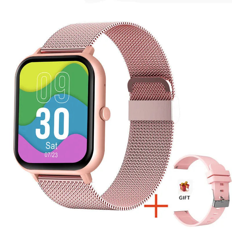 ZL54C smart watch in black, pink, or silver with AMOLED screen displaying health metrics.