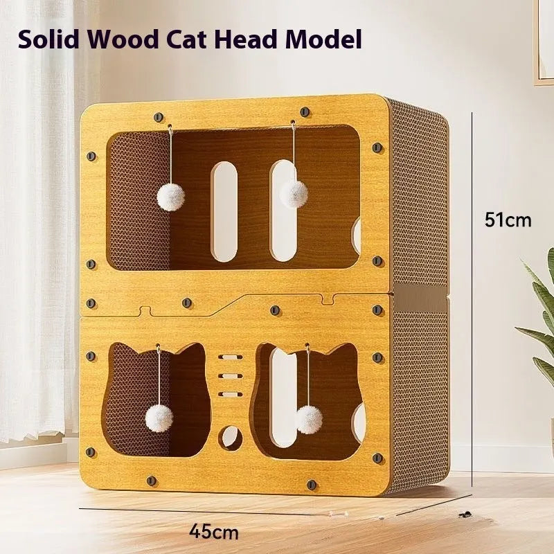 Double layer cat scratching board and nest with wear-resistant surface in selected style option