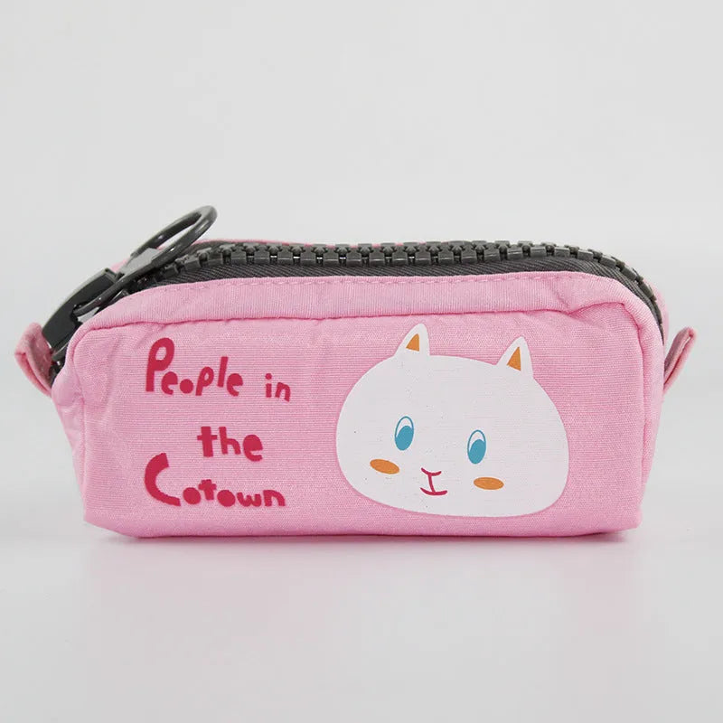 Creative Simple Cute Corner Animal Pencil Case in leather, 16 colour options including Black Cat, Blue, and Fruit Watermelon