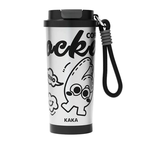 Green vacuum insulated travel cup with stainless steel finish and 500ml capacity