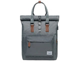 Casual polyester backpack with cover opening showing internal computer pocket and zipper organiser