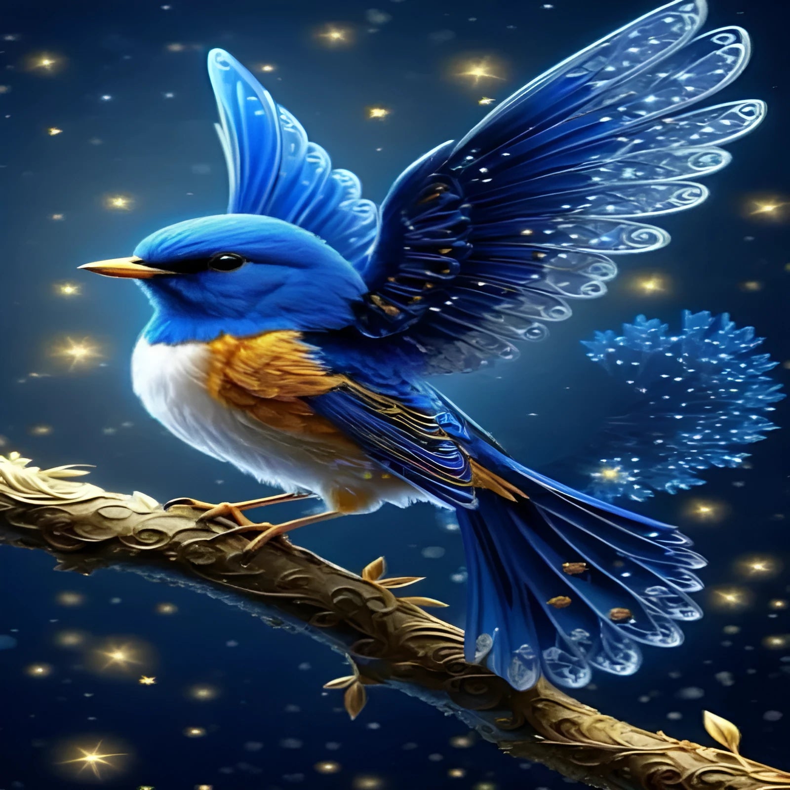Handmade Blue Bird diamond painting on 60x100cm acrylic canvas with internal framework