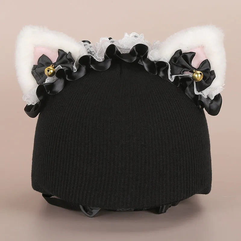 A plush fabric cartoon helmet cover set for adults, showing character designs like a bear and dinosaur for cosplay.