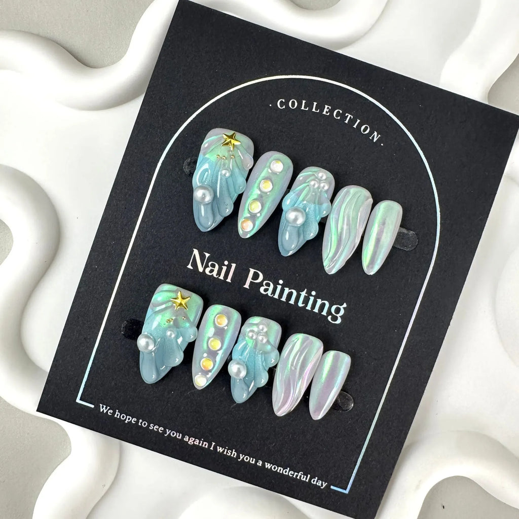 HAILANG blue plastic nail tips in XS, S, M, L sizes for temporary nail wear
