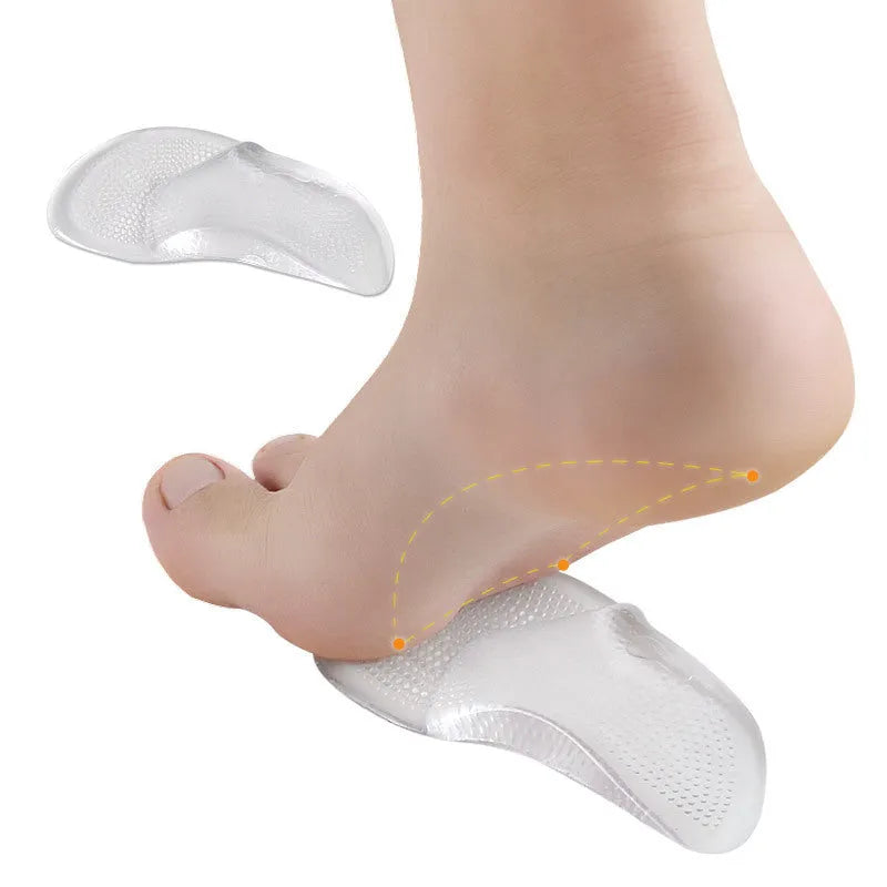 Transparent gel orthopedic insole with arch support for flat foot and pes cavus correction, adult size S or L
