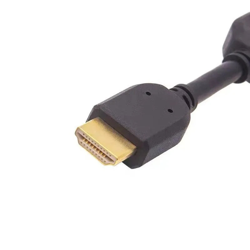 Black 10cm male to female HDMI extension cable with gold-plated plug and TPE jacket