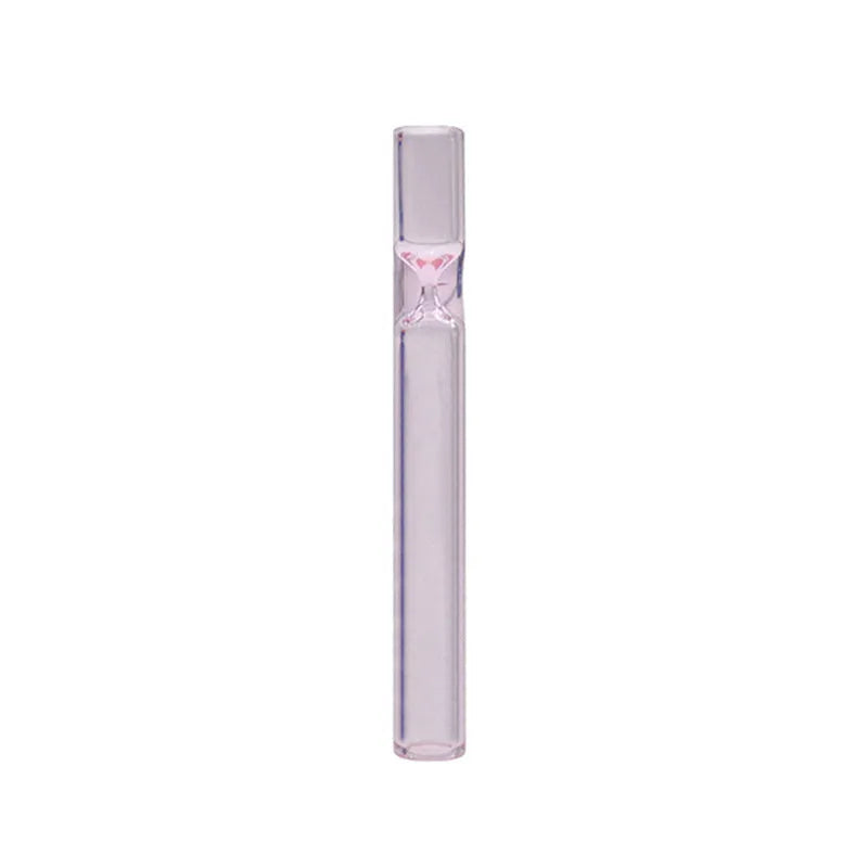 Clear telescopic glass smoke pipe with suction nozzle in colour mixing or pink finish