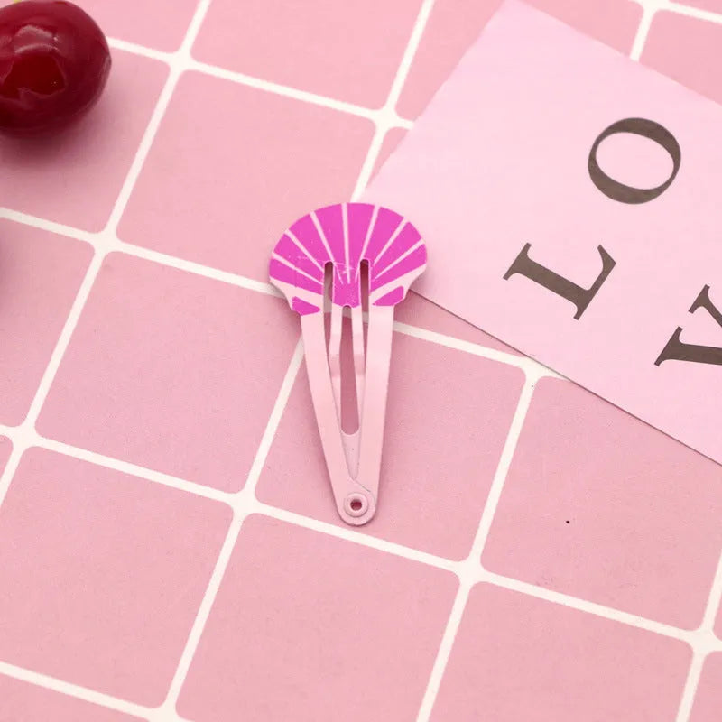 Children's metal barrette with baking varnish finish, colour-printed watermelon design