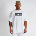 Five-point sleeve cotton bodybuilding sports t-shirt in black, round neck, front view