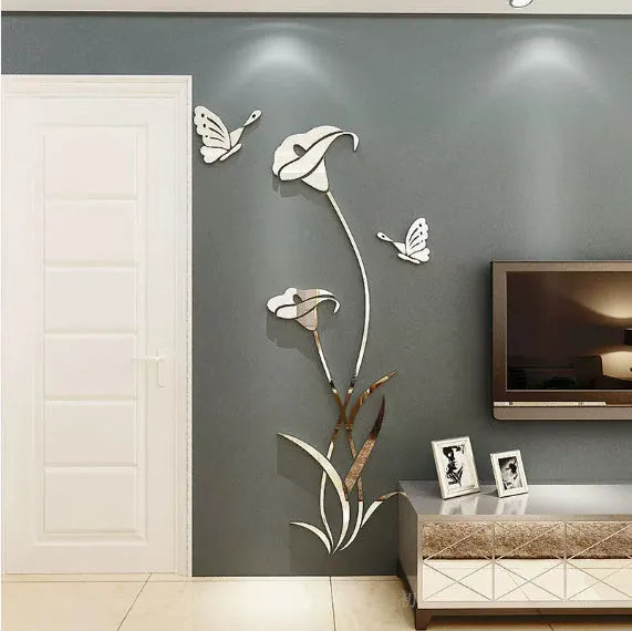 3D acrylic lily wall sticker in six colour options with dimensional floral design