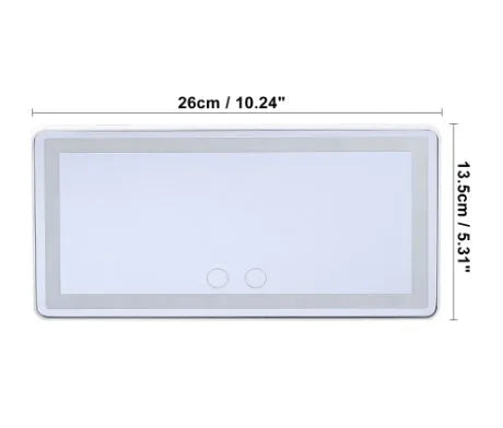 Car LED makeup mirror with three-color light, ABS frame, silver mirror, white finish
