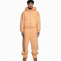 Two-piece printed street fashion suit with loose straight trousers in four colours black white sky blue orange