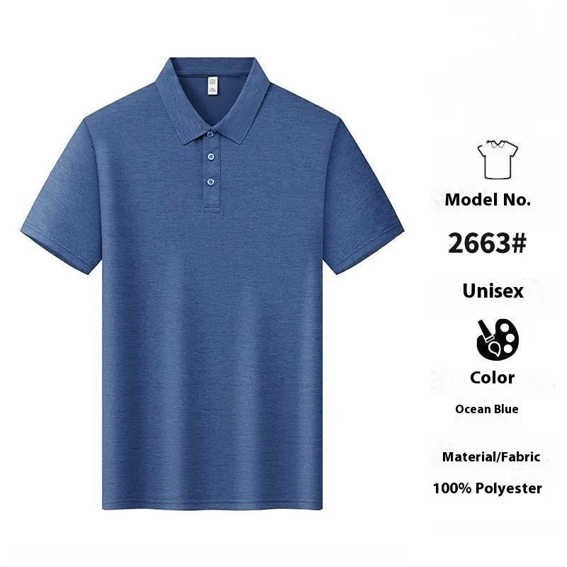 Men's solid colour seamless lapel t-shirt in black, slim fit, short sleeves, front view