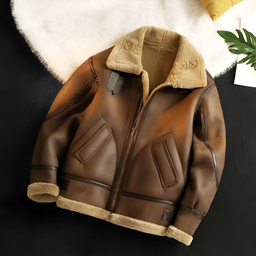 Men's Winter Fleece Cashmere Leather Coat Casual Solid Colour Polyester Jacket Black Dark Brown Sizes M L XL 2XL 3XL Teenagers Adults Male Casual Wear Outerwear