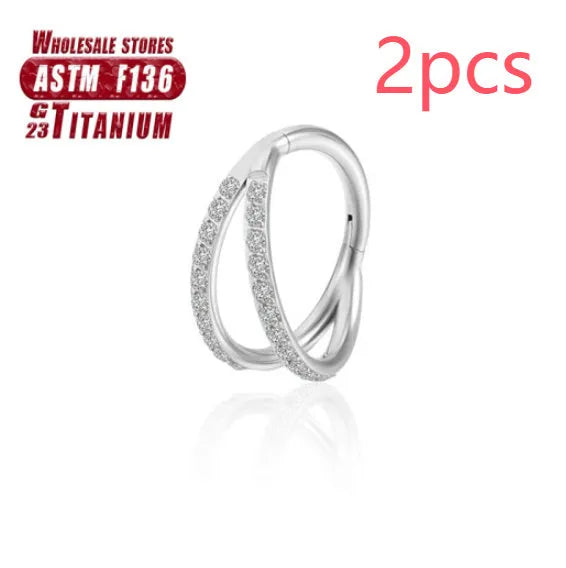 Titanium alloy fork nose ring set in various colours and lengths on 1.2mm gauge.