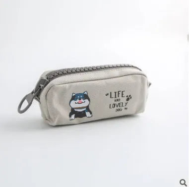 Creative Simple Cute Corner Animal Pencil Case in leather, 16 colour options including Black Cat, Blue, and Fruit Watermelon