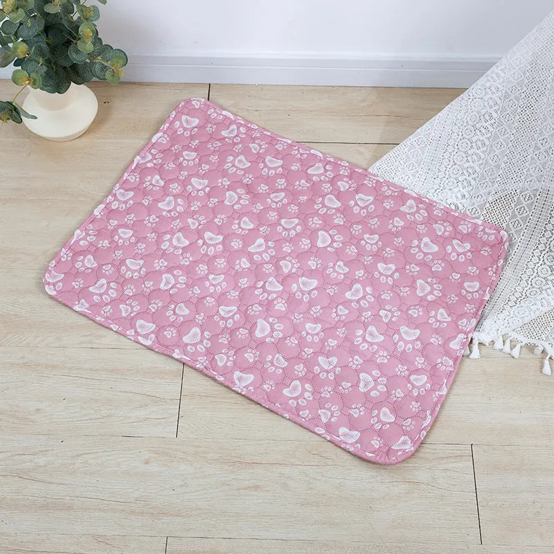 Reusable washable pet urine pad with animal print pattern and non-slip waterproof backing