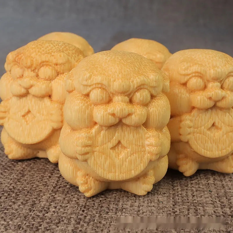 Solid bamboo carving ornament with money design, 4.5cm height, natural wood grain