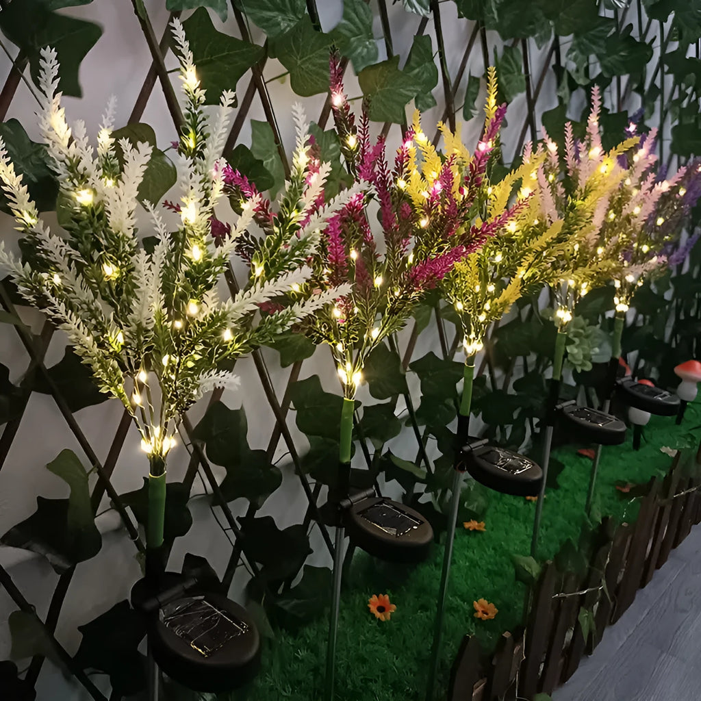 74cm solar powered garden light with flower-shaped design and IP55 waterproof rating for outdoor use