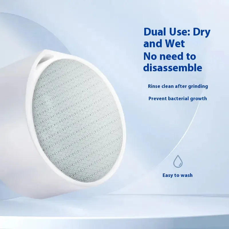 A 2-in-1 style nano glass epilator and dead skin remover foot grinder with a plastic body.