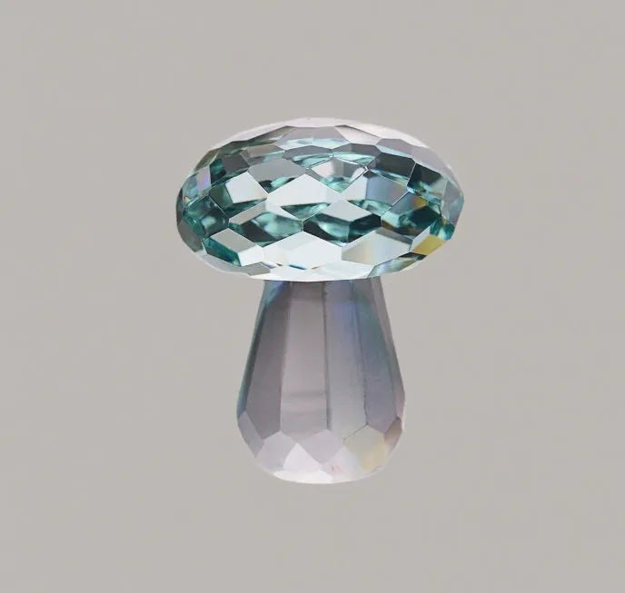 Colourful crystal mushroom decoration in geometric design measuring 40 by 53 millimetres