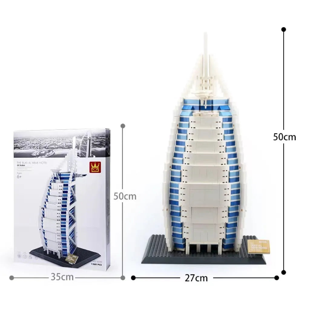 Wange building block street view set with landmark pieces including Eiffel Tower and Big Ben