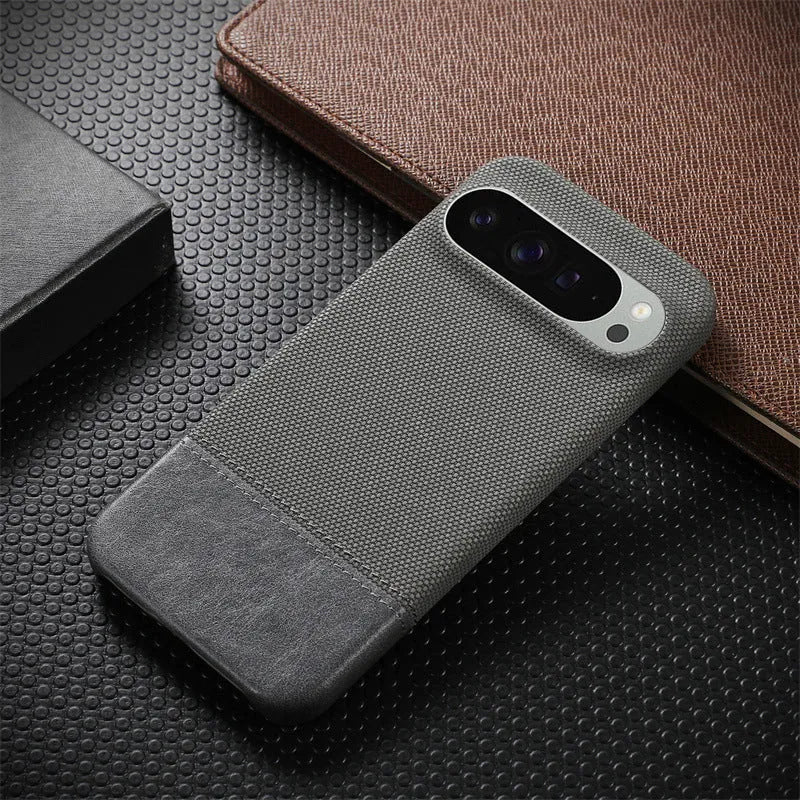 Black lambskin anti-fall phone case with plaid pattern for Google Pixel 8 Pro