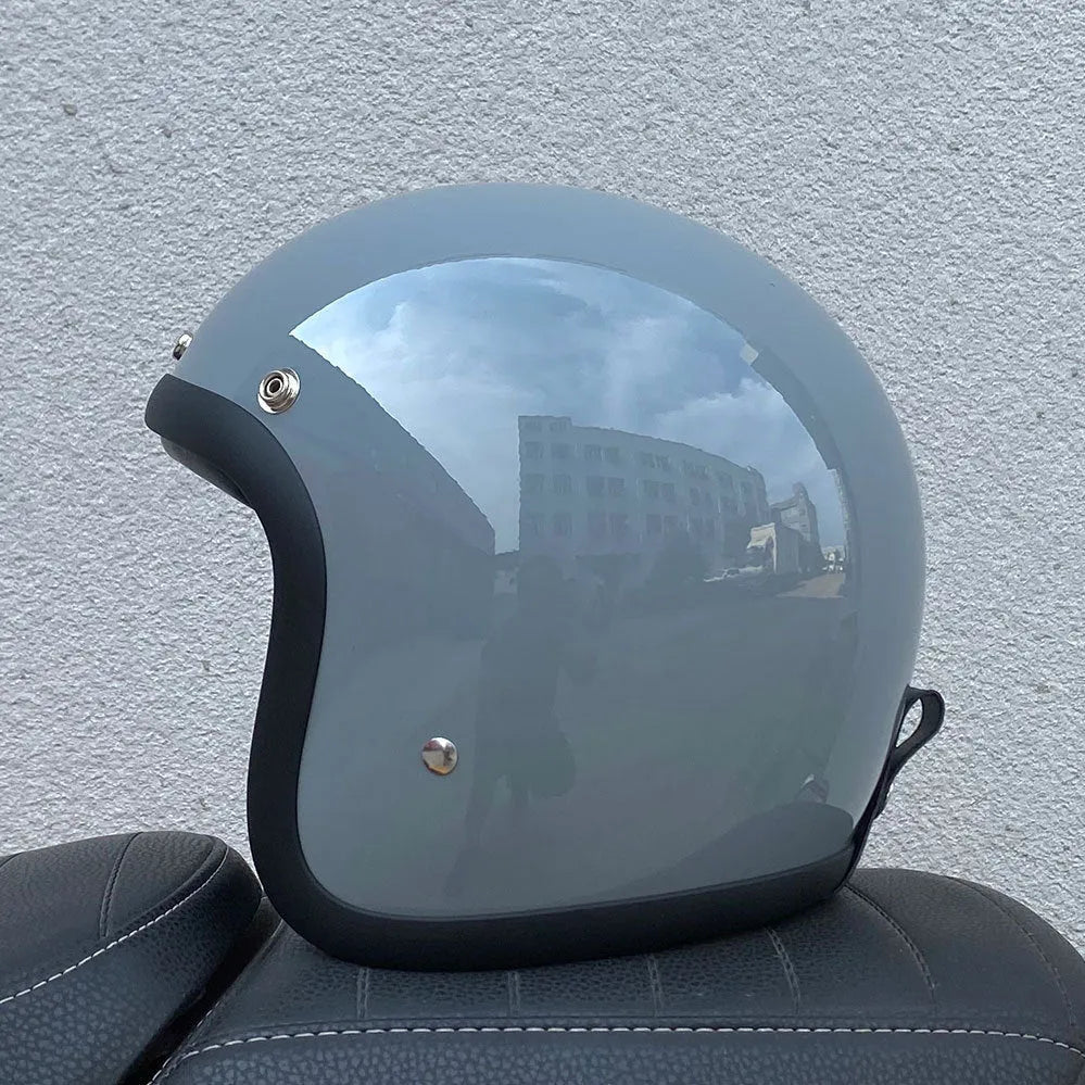 Retro-style FRP motorcycle half helmet in multiple colours for electric bike commuting